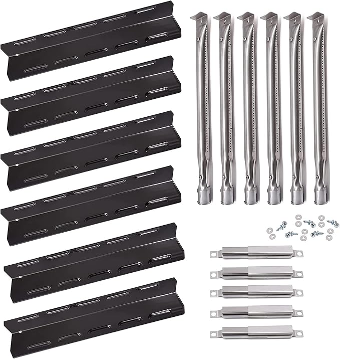 Hiorucet Grill Replacement Parts for Kenmore 6 Burner 146.23681310 146.47223610 146.23766310 Gas Grill Models. Grill Burner Tube, Heat Plate Tent Shield, Carryover Tube Replacement Kit.