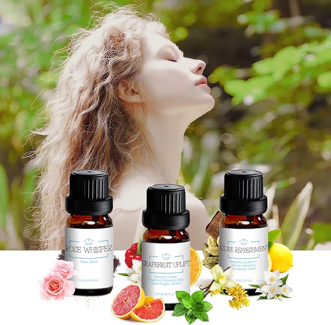 LOXIM Pride Aromatherapy Diffuser with Daytime Calm Collection Essential Oil Blends, Waterless Diffuser with Essential Oils, No Heat, Quiet, Battery Operated for Living Room Office Home Car (White)
