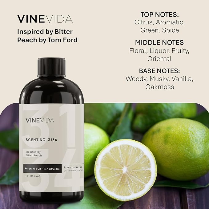 VINEVIDA [16 Oz] Inspired by: Bitter Peach; Diffuser Oil Refill | Premium Scent Diffuser Oil for Home | Non-Toxic Fragrance