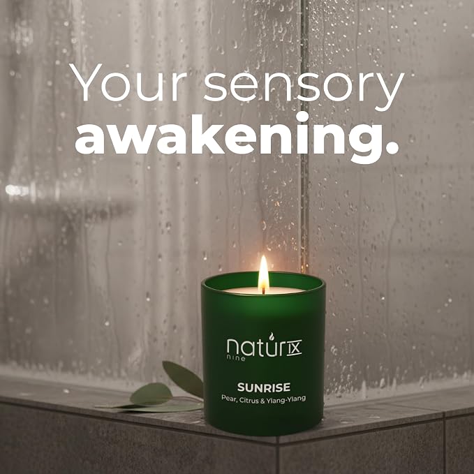 Natur IX Sunrise Scented Candles for Home | Pear,Citrus,YlangYlang | Natural Non Toxic Soy Candles with Essential Oils | 50h Long Burning