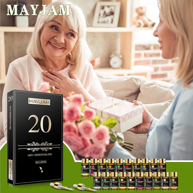 MAYJAM 20x5ML Essential Oil Gift Set and 100ML/3.38FL,OZ Lavender Essential Oil