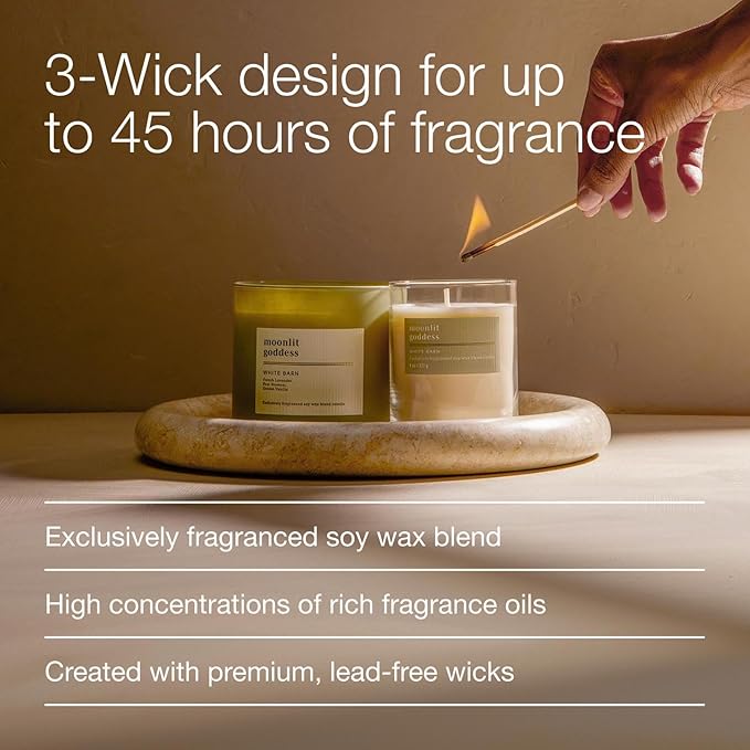 Bath & Body Works 3-Wick Candle, Moonlit Goddess Candle, Strong Throw, Long-Lasting Burn Up to 45 Hours, Exclusively Fragranced Soy Wax Blend, 14.5 oz - 1 Pack