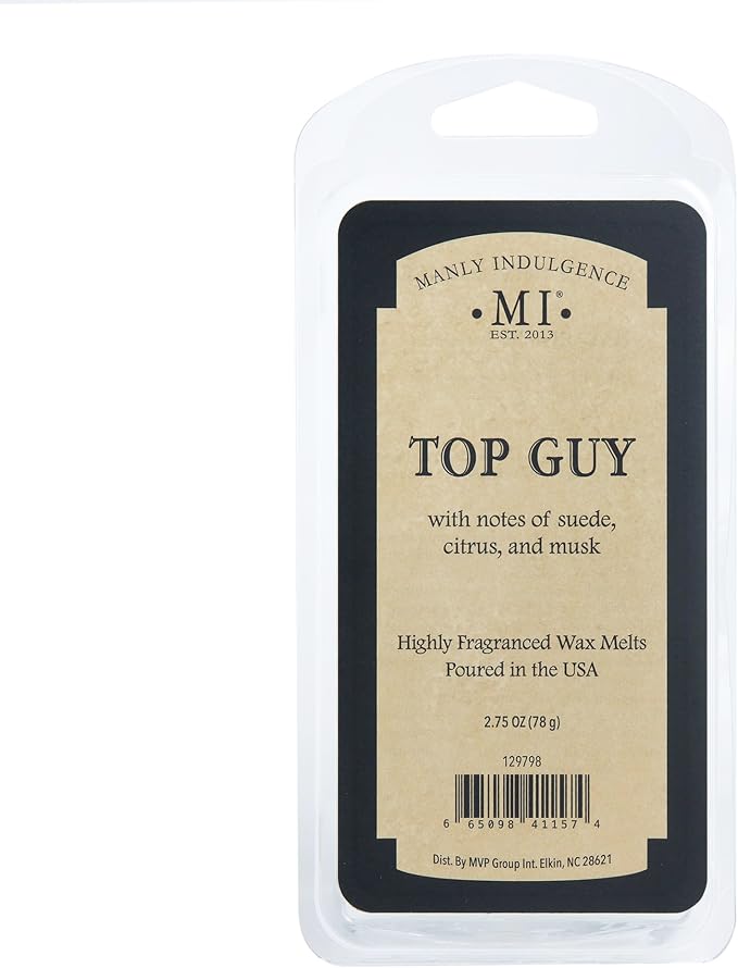 Manly Indulgence Top Guy Scented Wax Melts, Wax Melt Warmer Cubes, Long Lasting Scented Wax Warmer Cubes, 4 Pack, 6 Cubes Each - Made in The USA