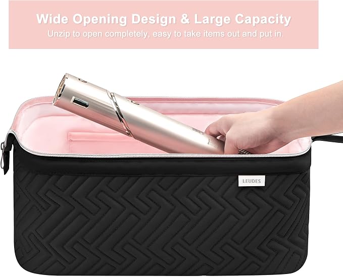 Leudes Hair Tools Travel Bag for Shark Flexstyle Carrying Case Portable Shark Hair Air Wrap Dryer Case Waterproof Dustproof Flat Curling Iron Travel Organizer (Black)