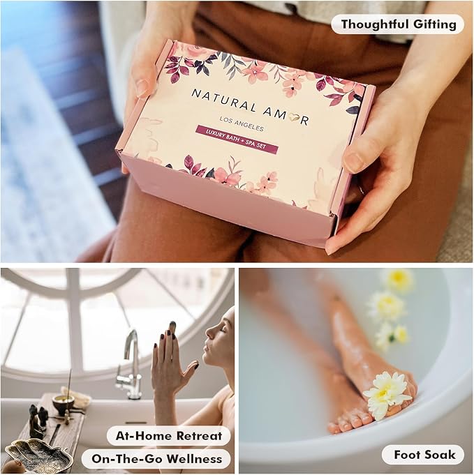 Handmade Bath Salt Gift Set 6 Pack, All Natural, Scented with Essential Oils, Gift for Women