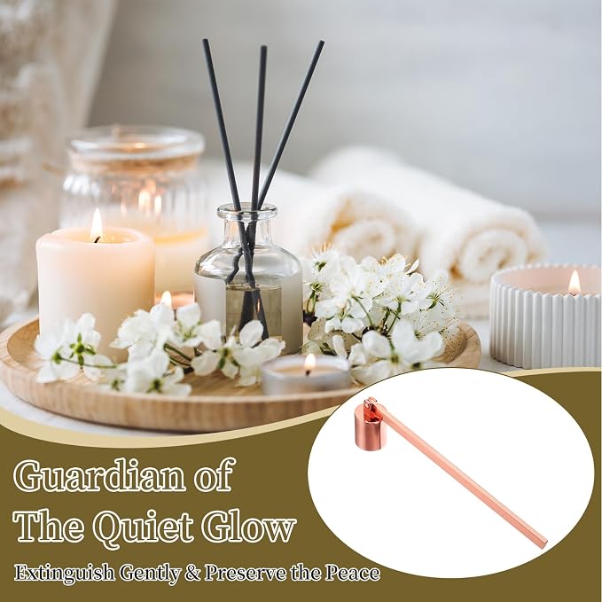 uxcell Candle Snuffer, Candle Extinguish with Long Handle, Wick Flame Snuffer Extinguish Accessory Cylinder-Shaped for Putting Out Flame Home Decor Gifts, Rose