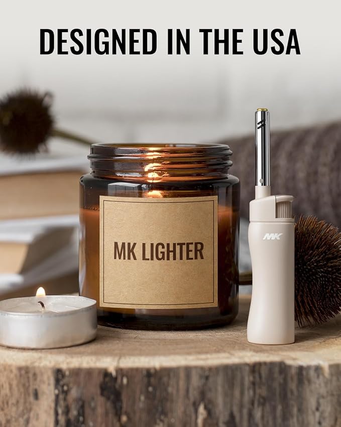 MK Candle Lighter, Butane Refillable Wind-Resistant Flame, 4-Pack for BBQ, Camping, Outdoor Use (Neutral-4PC)