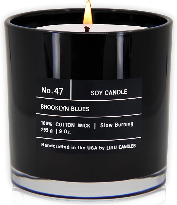 Lulu Candles | Brooklyn Blues | Smells Herbaceous & Floral | Luxury Scented Soy Jar Candle | Hand Poured in The USA | Highly Scented Long Lasting (9 Oz.)