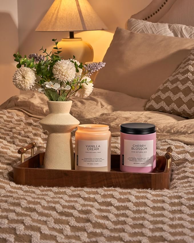 M&SENSE Large Vanilla Scented Candles for Home, 19.4oz Organic Soy Wax, 110-Hour Long Lasting Burning, Natural Candles Non Toxic, Cozy Smelling for Stress Relief, Housewarming Gift for Family