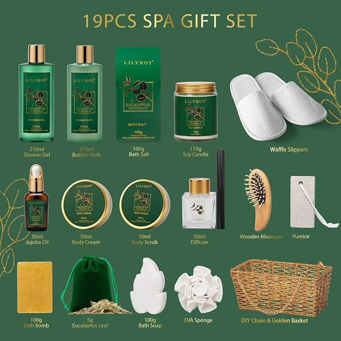Spa Skin Care Gifts Set - 18Pcs Luxurious Spa Gift Baskets for Women & Men