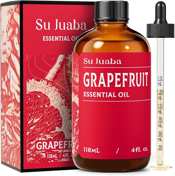SU JUABA Grapefruit Essential Oil 4 Fl Oz for Massage, Diffuser, Aromatherapy, Hair & Skin Care - 118ML