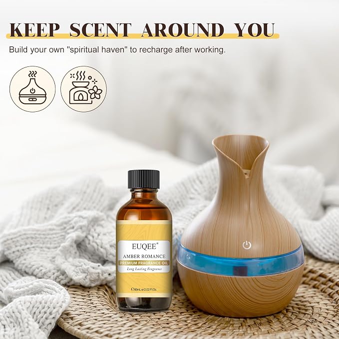 EUQEE Amber Romance Fragrance Oils, 2.02 Fl oz/ 60ml Essential Oils for Diffuser, Candle Making, DIY Soap with Glass Dropper