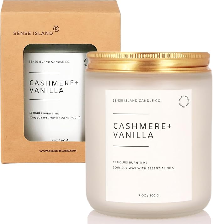 Cashmere Vanilla Scented Candle for Home Scented 50+ Hrs Highly Scented Creamy Vanilla Velvet Cashmere | 100% Natural Soy Candle Gifts for Women Vanilla Candles for Cozy Home