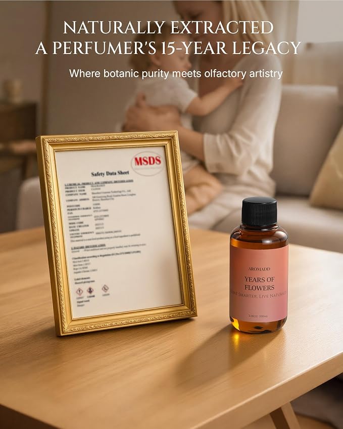 Aromadd Years of Flowers Diffuser Oil Inspired by Blooming Floral Garden, Premium Fragrance Oils for Waterless Diffuser, Freesia & Osmanthus, Long-Lasting Room Refresher - 3.38 fl oz (100 mL)