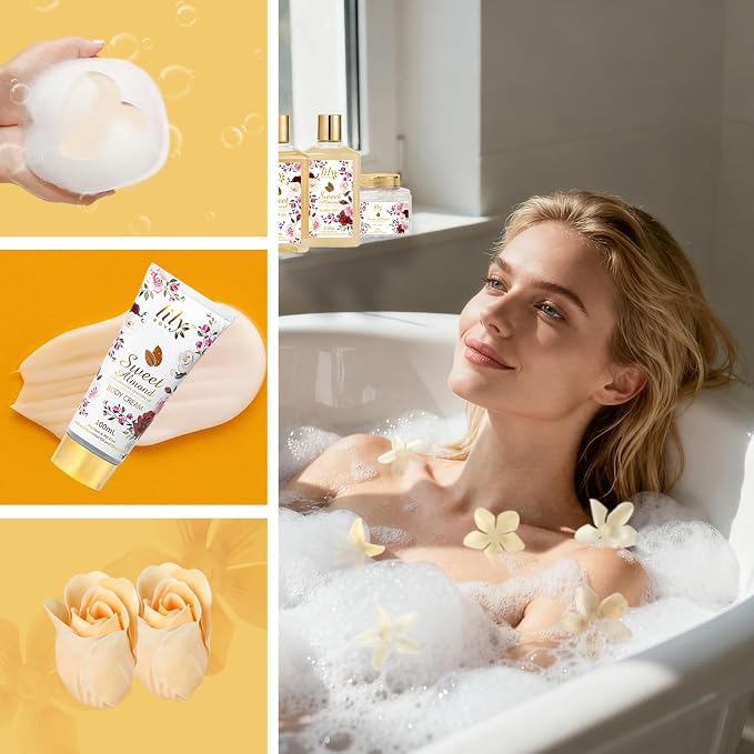 Gifts for Women, Birthday Gift - 9 Pcs Bath and Body Gift Basket Set Spa Gift Basket Set for Women, Gift Set | Perfect Christmas, Valentines Day Gifts for Her, Mothers Day Gift Basket for Mom