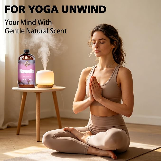Magnolia Essential Oil, Magnolia Oil 16 Fl Oz 480ml for Diffuser Yoga Soap & Candle Making – with 0.33 Oz Roller Ball & Funnel YHSESSE Essential Oils