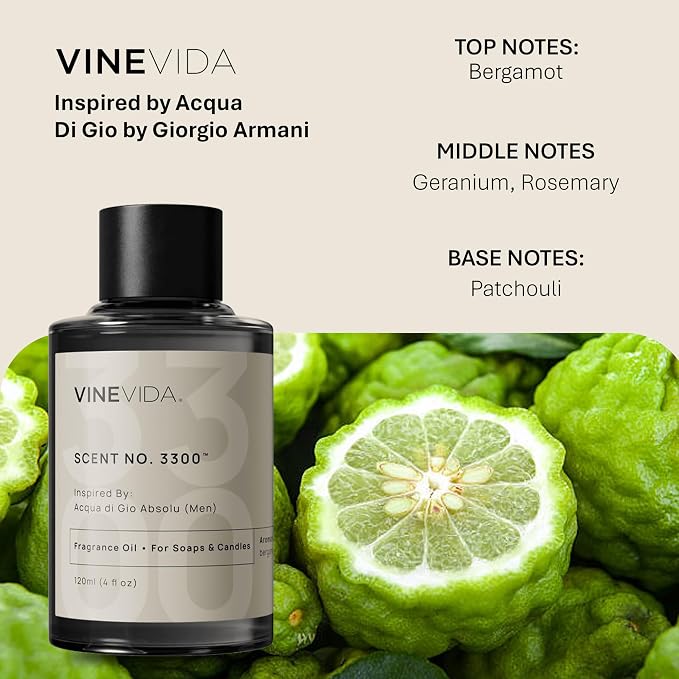VINEVIDA [4oz] (Our Version of) Acqua Di Gio Fragrance Oil for Soap Making Scents for Candle Making, Perfume Oils, Soy Candles, Cologne for Men, Beard Oil, Massage Oil, Bath Bombs, Linen Spray