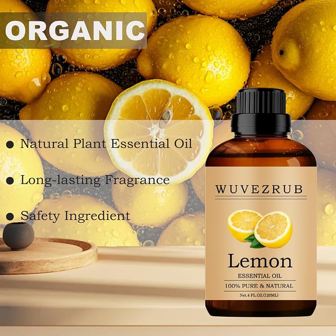 Lemon Essential Oils 120ML, 100% Pure and Natural Essential Oil for Aromatherapy Diffuser - 4 Fl Oz/Lemon