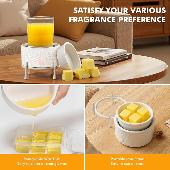 EQUSUPRO Wax Melt Warmer for Scented Wax Melts- Electric 4 in-1 Ceramic Candle Wax Warmer Burner Fragrance Wax Melter for Home Office Bedroom Living Room Decor & Gifts for Women