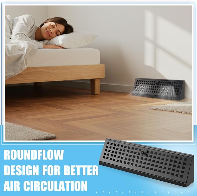 Yaocom 2 Pcs 15 Inch Baseboard Register Duct Opening Size Vent Covers for Home Floor Diffuser Wall Corner Baseboard Air Covers Floor Diffuser Including Screws Easy Installation(Black,Plaid)