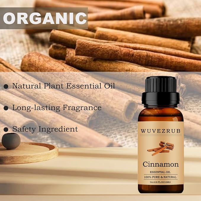 100% Pure and Natural Cinnamon Essential Oil - 10ML Aromatherapy Diffuser - 0.33 Fl Oz