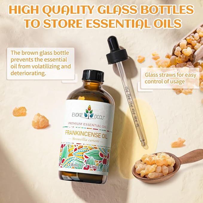 EVOKE OCCU Frankincense Essential Oil for Discomfort Relief, Skin Care, Reduces Redness & Swelling- 4 Fl Oz