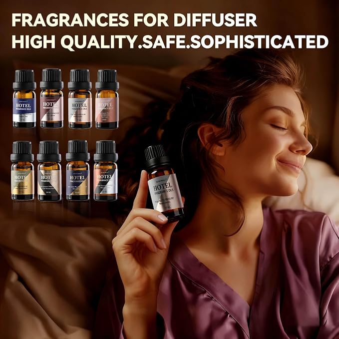 Hotel Diffuser Oil Gift Set - Inspired by 5-Star Hotel Scents - My Way,Ritz - C,Westin White Tea,Baccarat,Four Seasons,Hilton,Beachfront Villa,Paris Coast, Fragrance Oil Set