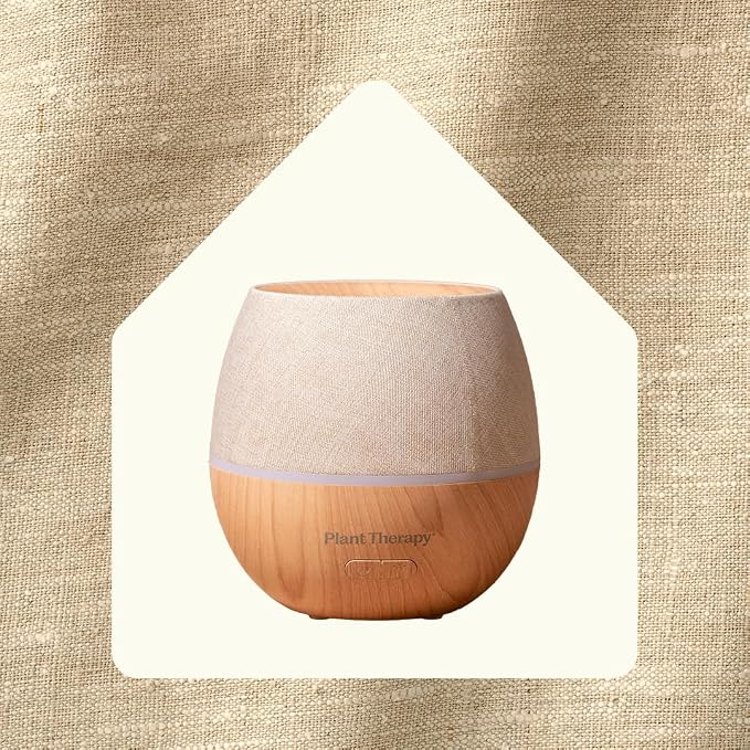 Plant Therapy Home Drift Linen Essential Oil Diffuser, Stylish Linen Cover Adds a Soft, Natural Touch to Any Space, Intermittent & Continuous Mist, Color-Changing Light, 320 Square Feet Coverage