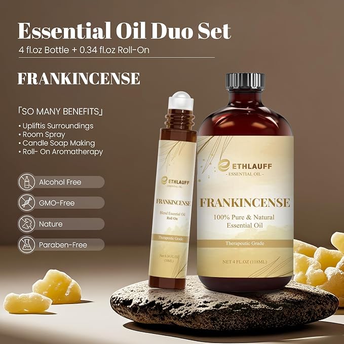 Frankincense Essential Oil — Pure and Natural, Premium Grade Essential Oils for Aromatherapy, Diffusers, Humidifiers, Skincare, Massage, Candle, Soap Making