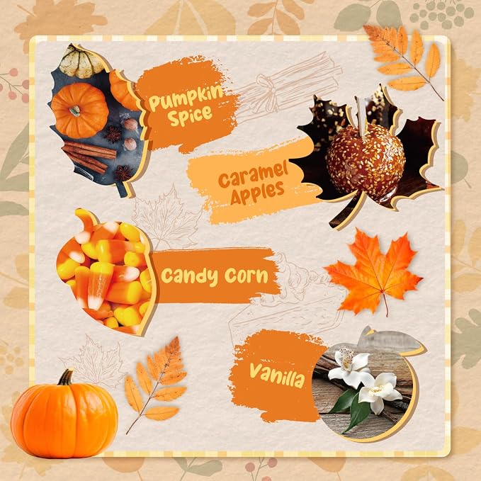 Autumn Scented Wax Melts, Fall Soy Wax Melts Gift Set, Wax Cubes/Tarts for Warmer - Pumpkin Spice, Caramel Apples, Candy Corn, Vanilla, Apple Cider, Cinnamon, Snickerdoodle, Autumn Wreath, 8x2.6 oz