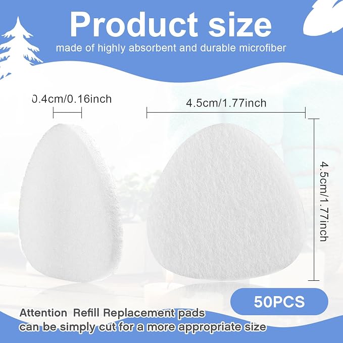Maitys 100 Pieces Humidifier Essential Oil Pads Air Purifier Replacement Refill Pads for Aromatherapy Essential Oil Diffuser Compatible with Humidifier, Air Purifier, Microfiber Pad