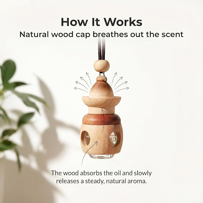Car Air Freshener 2 Pack, Refillable Empty Glass Bottle Hanging Diffuser for Essential Oils, Car Fresheners DIY Scent, Car Accessories for Women & Men, Cute Aromatherapy Pendant Decor-A2