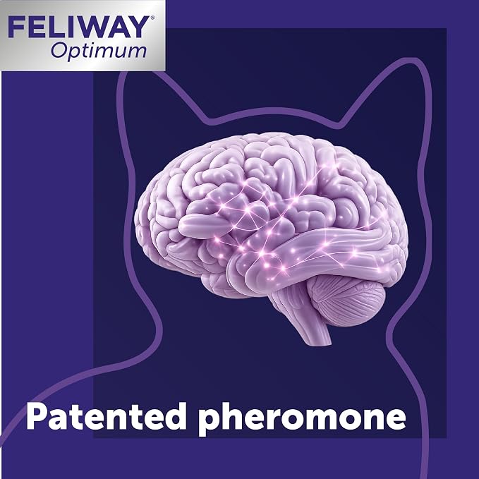 FELIWAY Optimum Cat Calming Diffuser Kit – Advanced Support to Help Reduce Urine Spraying, Scratching, Fighting and Hiding due to Stress – 30‑Day All in One Cat Pheromone Plug In Diffuser