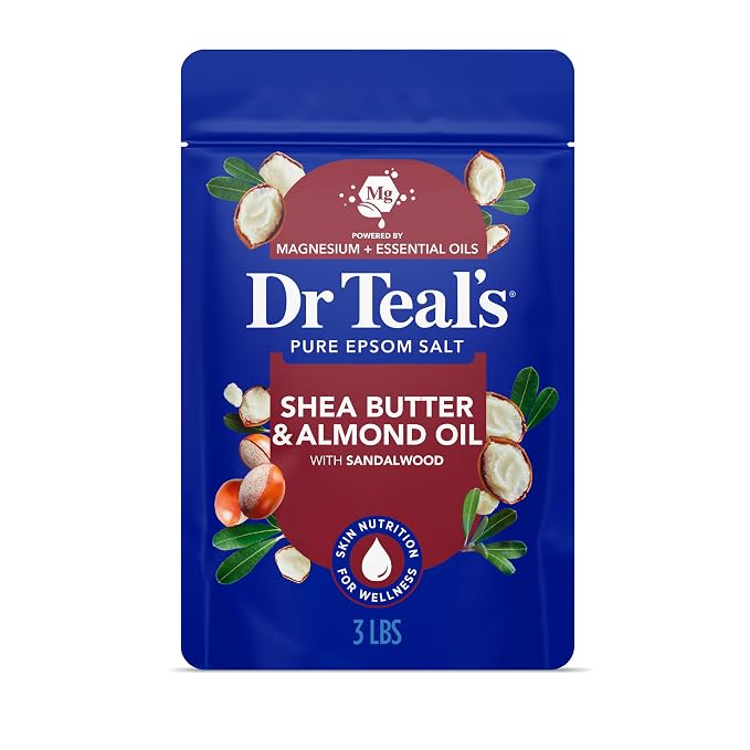 Dr Teal's Epsom Salt Magnesium Soak, Soften & Moisturize with Shea Butter & Almond Oil, 3 lbs