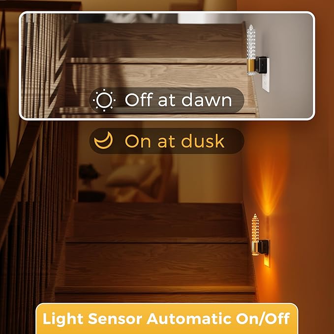 L LOHAS LED Plug in Night Light, Flameless Candle Night Lights Plug into Wall with Dusk to Dawn Sensor, 0-100 LM Dimmable Night Light for Bedroom Bathroom Hallway Home Decor(2 Pack)