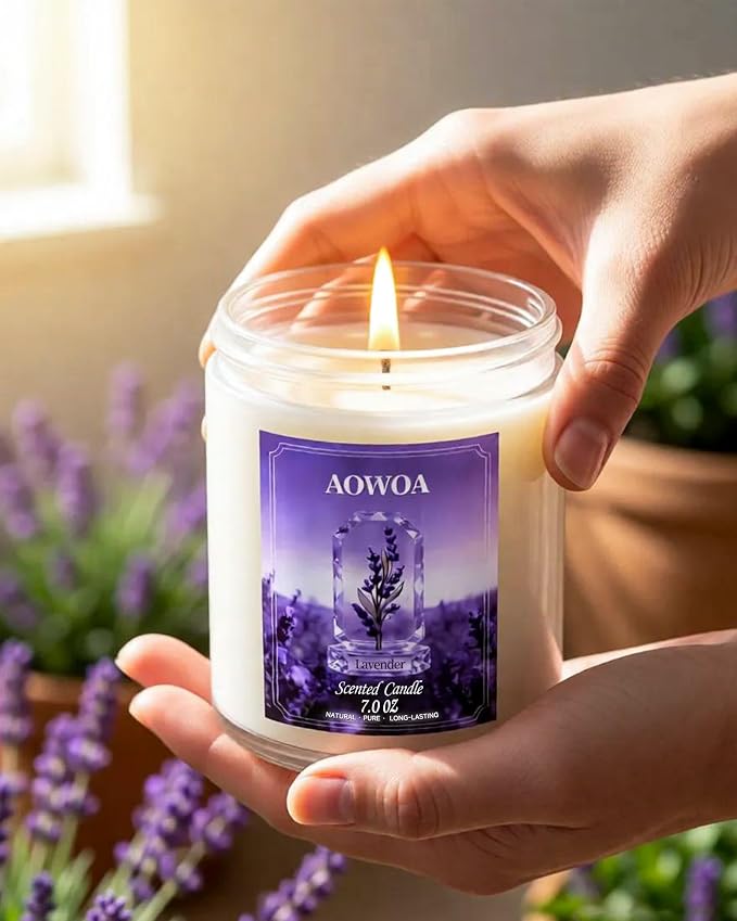 Lavender Scented Candles for Women -Aromatherapy Candle, Natural Soy Candles for Home Scented 7oz, Long Lasting Non-Toxic Clean Burning, Mom Birthday Candles Valentines Day Gifts