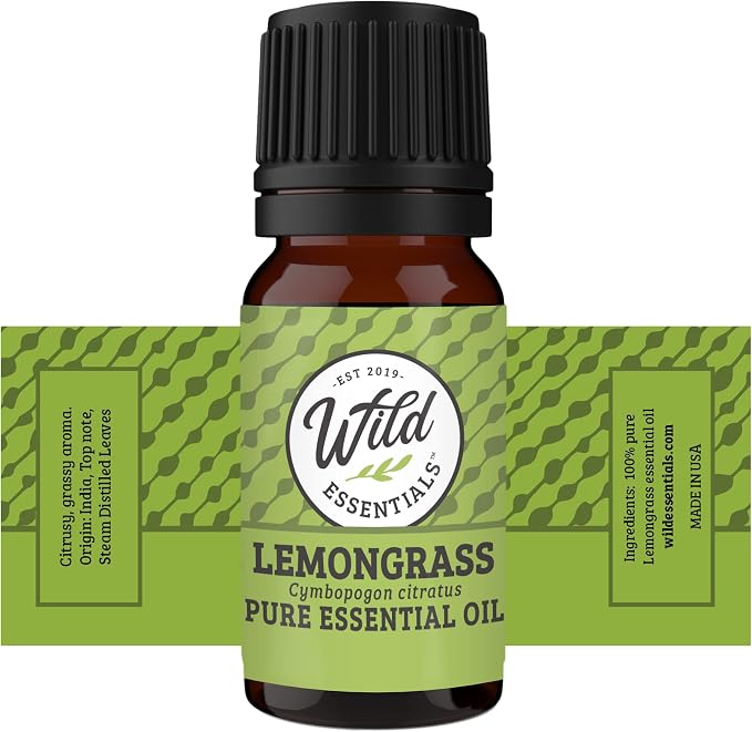 Wild Essentials Lemongrass 100% Pure Essential Oil 2 Pack - 10ml, All Natural, No additives