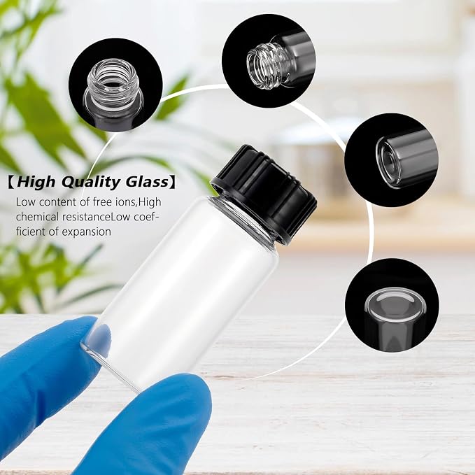 Kesell 10 Pack Glass Vials 10ml Vials With Screw Caps Borosilicate Glass Bottle Lab Vial
