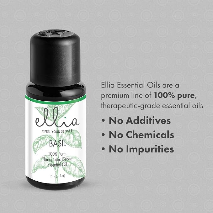 Ellia Aromatherapy Therapeutic Grade Basil Essential Oil for a Diffuser 15 ml 6 ct