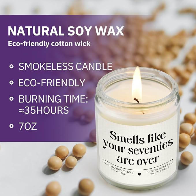 Niyewsor 80th Birthday Gifts for Women Men, Eighty Birthday Candle, 1946 80th Birthday Decorations for Women Men, 80 Year Old Bday Gifts for Friends, Sister, Mom, Dad, Handmade, 7oz