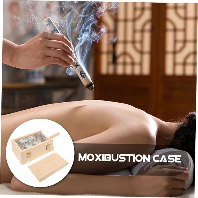 NOLITOY 2pcs Wooden Moxibustion Burner Box Portable Smokeless Moxibustion Case for Neck Back and Abdomen -Scald Design Six Stick Holder for Home Use