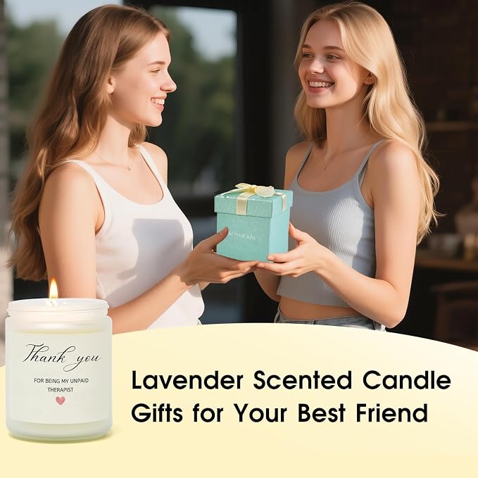 Best Friend Birthday Gifts for Women, Unique Friendship Therapist Gift for Besties Sister Mom Nurse Coworkers, Thank You Gifts for Teacher, Christmas Birthday Lavender Scented Soy Candles