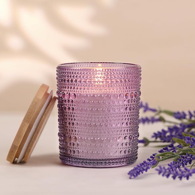 DARJEN Lavender Candles for Home- 6.3oz 42H Natural Soy Wax Aromatherapy Jar Candle with Strong Scent, Decorative Aesthetic Candles for Relax, Bedside, Laundry Room, Luxury Gift for Women