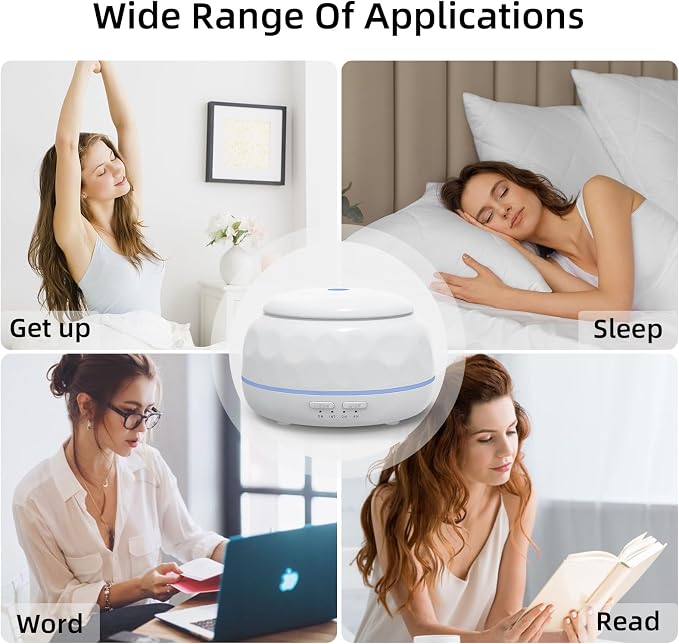 SPLITSKY 300ML Essential Oil Diffuser with 7-Color LED Light, Remote Control, Quiet 8-Hour Operation, Aromatherapy Diffuser for Small Rooms, Offices,Home(White), 300MLCGB
