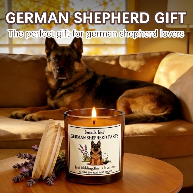 Gift for German Shepherd pet Owners & Dog Lovers - German Shepherd Dog Gifts for Women Crafted by Natural Soy Wax Lavender Scented Candle Perfect for Christmas Birthday Housewarming Home Decor