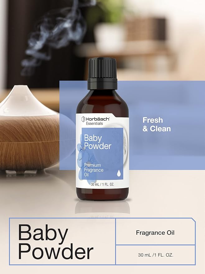 Horbäach Baby Powder Fragrance Oil | 1 fl oz (30ml) | Premium Grade | for Diffusers, Candle and Soap Making, DIY Projects, Aroma Spray, & More