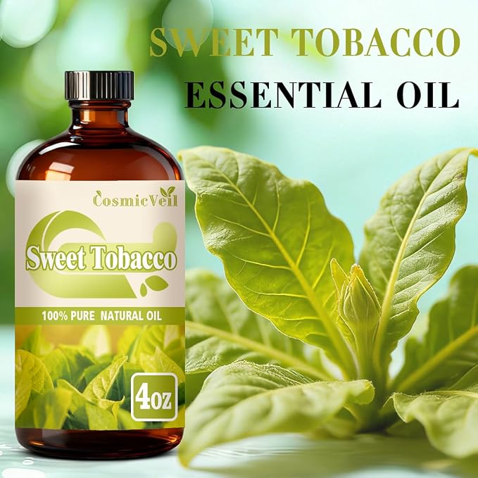 Sweet Tobacco Essential Oil Sweet Tobacco Oil for Aroma Diffuser,Humidifier,Home Fragrance,Cleaning,Body Care,Massage,Yoga,DIY Candle,DIY Soap CosmicVeil（Sweet Tobacco，4 Fl Oz (Pack of 1)）