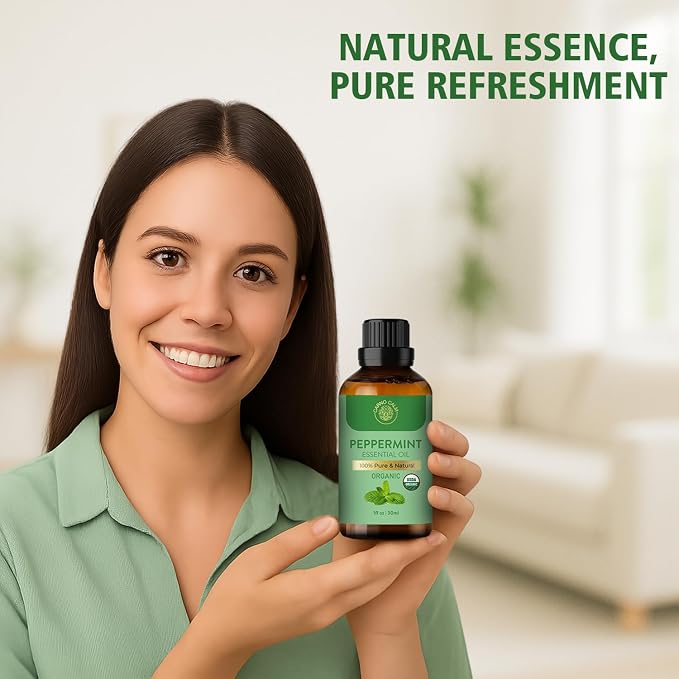 Peppermint Essential Oil | USDA Certified Organic Peppermint Oil | for Skin and Hair | Great Aroma for Diffuser and Aromatherapy | 30 ML