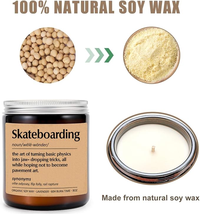 Skateboarding Candle, Skateboarding Definition Candle, Gift for Skateboardinger, Best Skateboardinger, Funny Surprise Gift, Gift for Him Her, Lavende Scented Candles Soy 8Oz