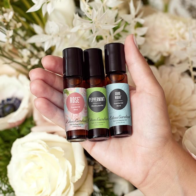 Edens Garden Essential Oil Roll-On 3 Set, 100% Pure Therapeutic Grade & Natural Aromatherapy Roller Blends For Relaxation, Sleep & Skin Care Oils - For Massage, Body & Self Care, 10 ml Roll-On/ 3 Pack